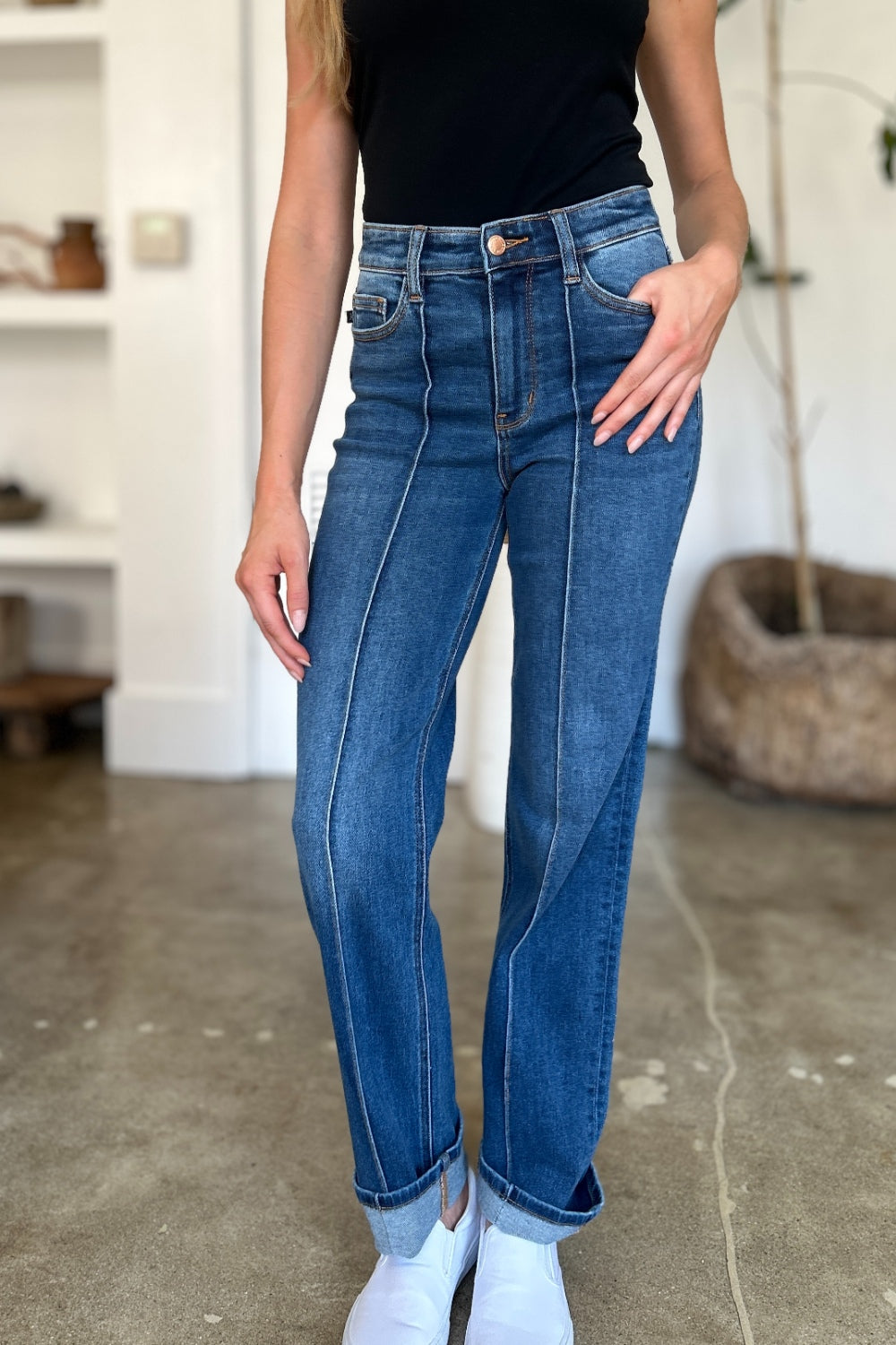 Judy Blue High Waist Front Seam Straight Jeans