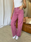 High Rise Garment Dye Wide Leg  Jeans