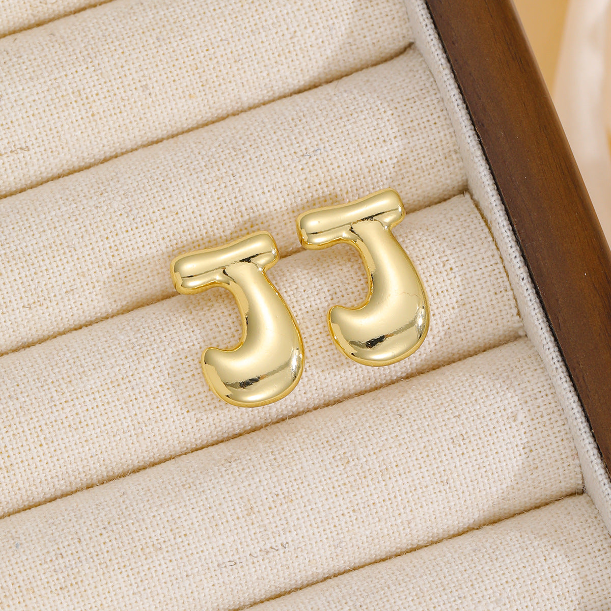 18K Bubble Letter Stud Earrings