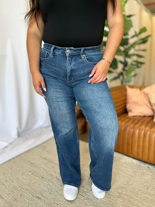 High Rise Tummy Control Wide Leg Jeans