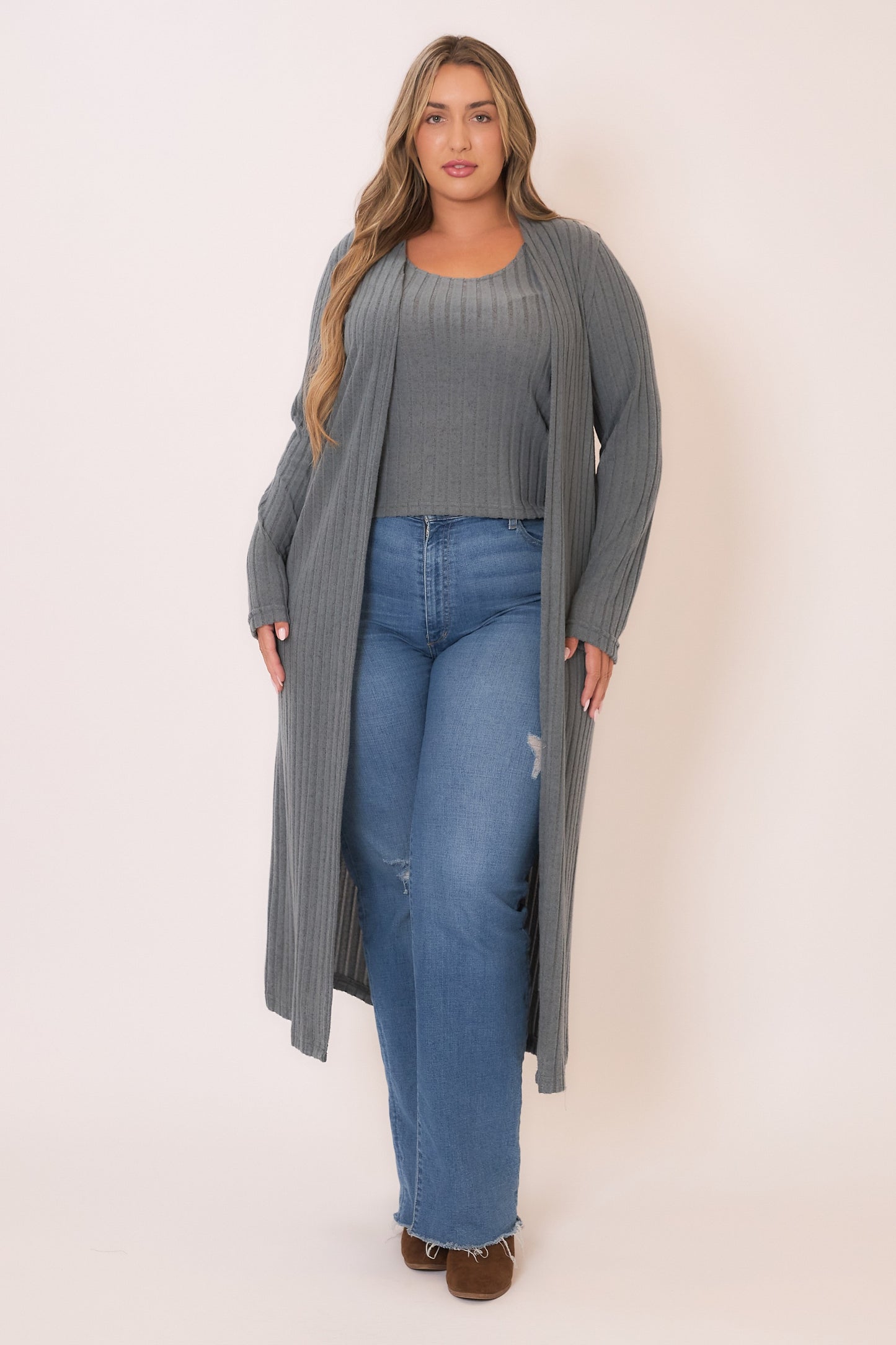 Cozy Flow Ribbed Duster