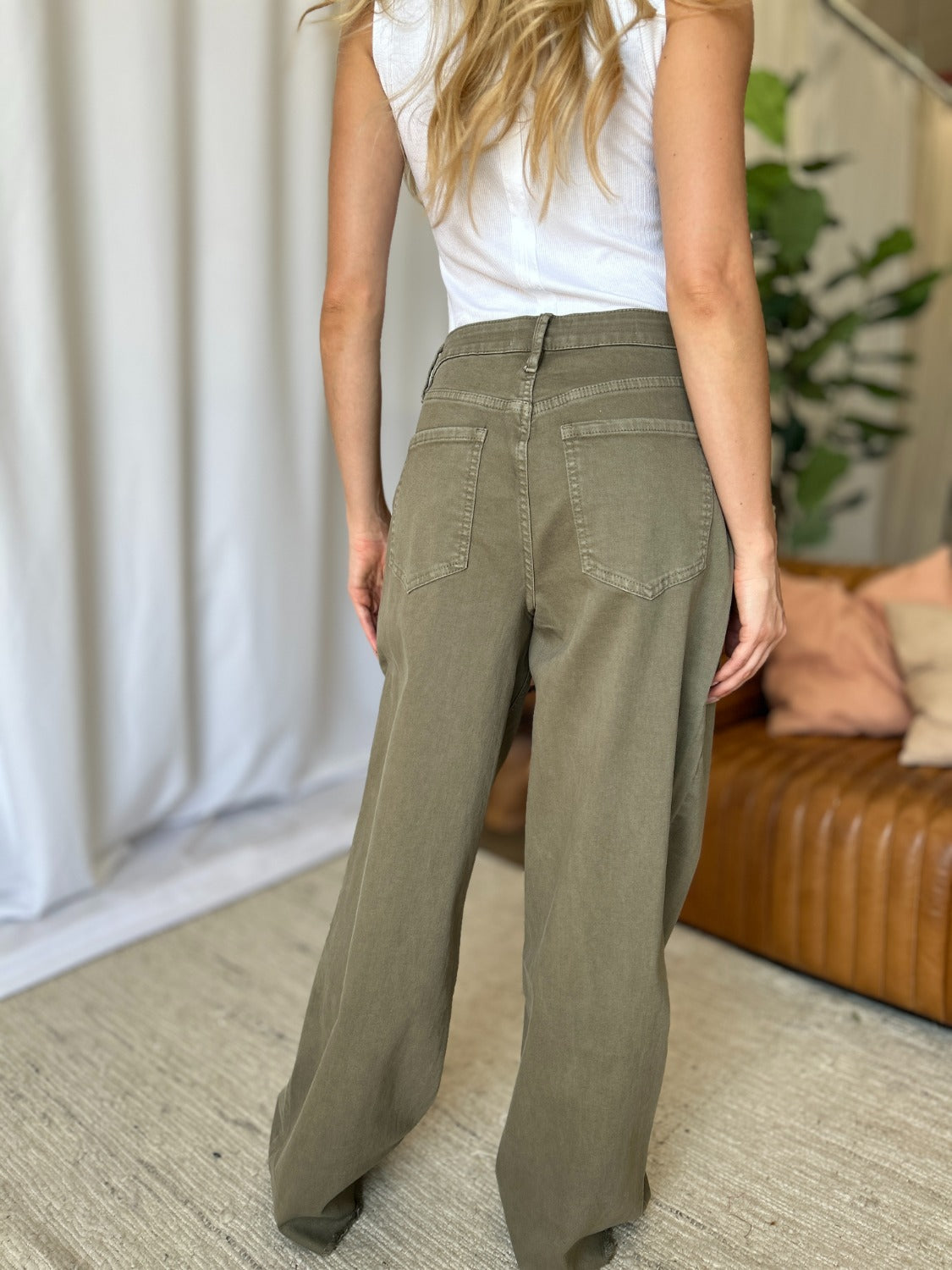 High Rise Garment Dye Wide Leg  Jeans