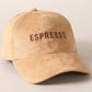 Espresso Embroidery Suede Baseball Hat