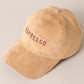 Espresso Embroidery Suede Baseball Hat