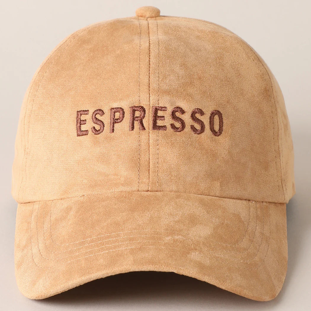 Espresso Embroidery Suede Baseball Hat