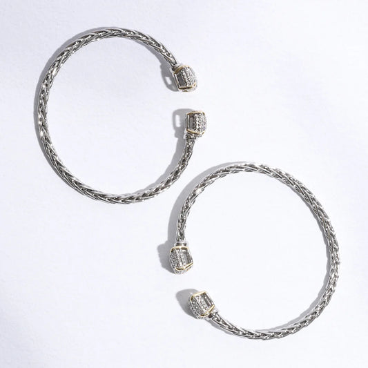 3MM Ponytail Square Pave CZ Bangle Bracelet