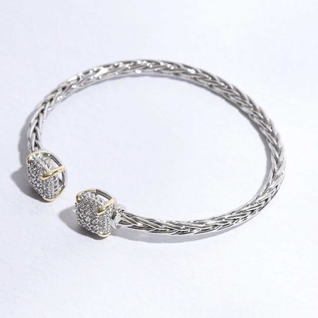 3MM Ponytail Square Pave CZ Bangle Bracelet