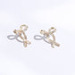 Gold Ribbon Clear Earrings