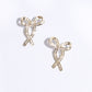 Gold Ribbon Clear Earrings