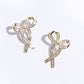 Gold Ribbon Clear Earrings