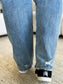 Mid Rise Distressed Straight Jeans