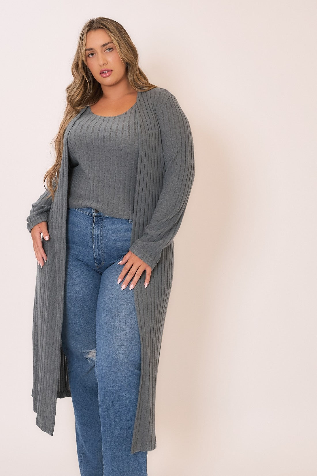 Cozy Flow Ribbed Duster