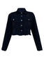 Distressed Collared Neck Long Sleeve Denim Jacket