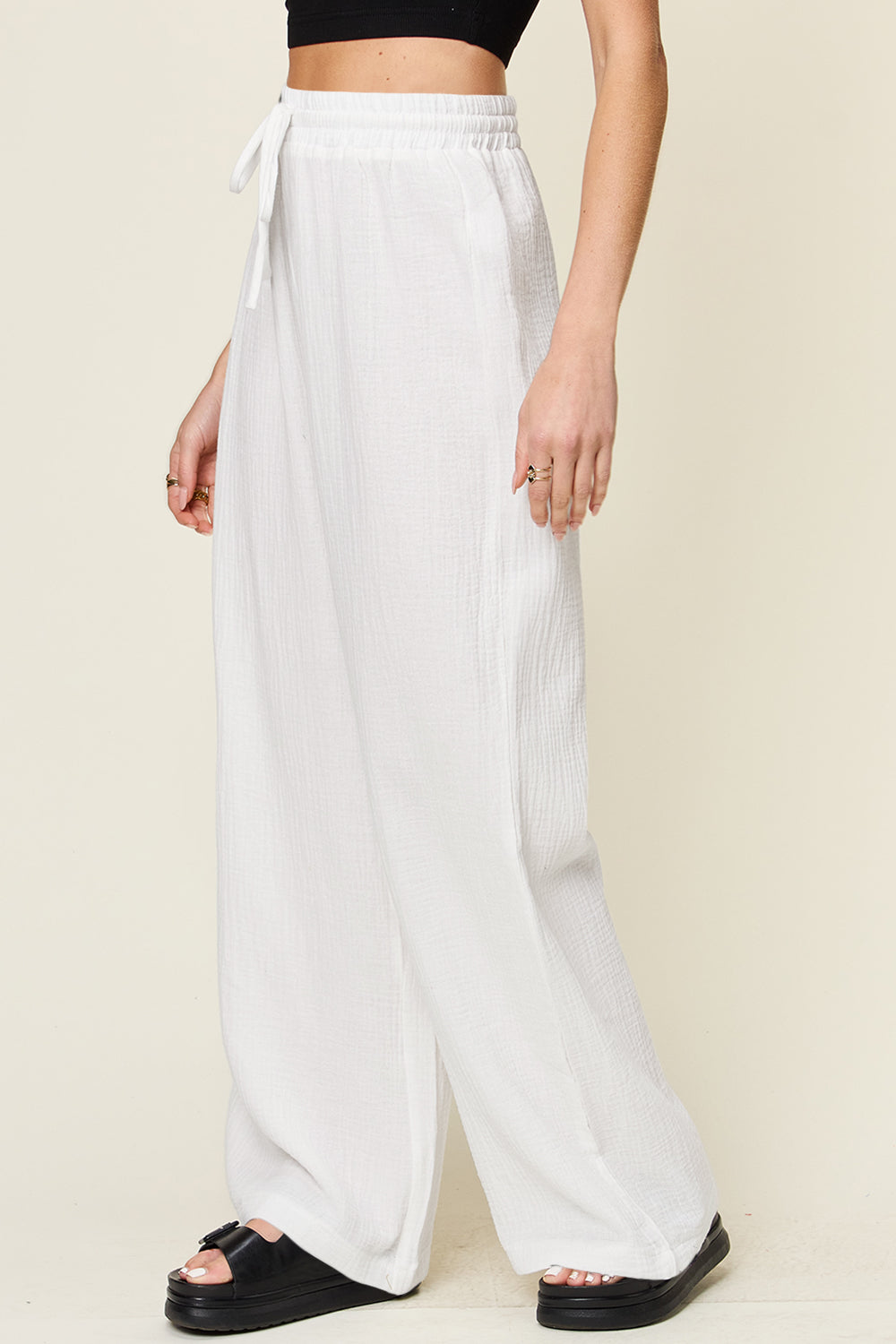 Drawstring Wide Leg Pants