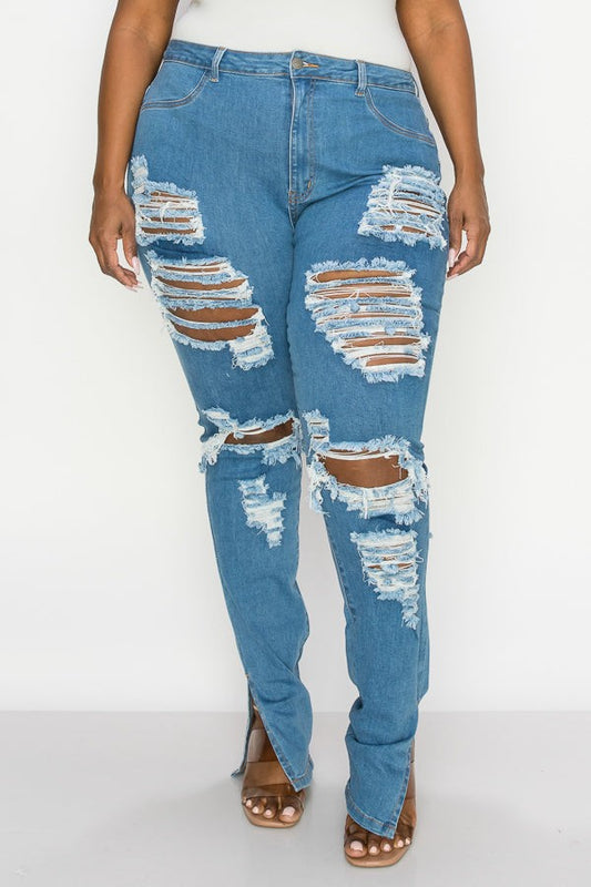 Curvy Chaos Distressed Jeans