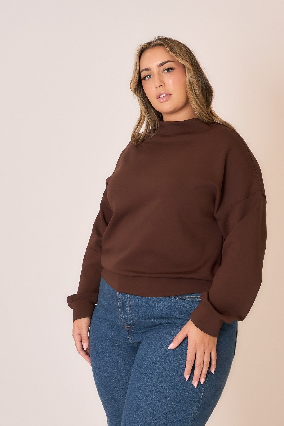 Chic Notch Mock Neck Pullover