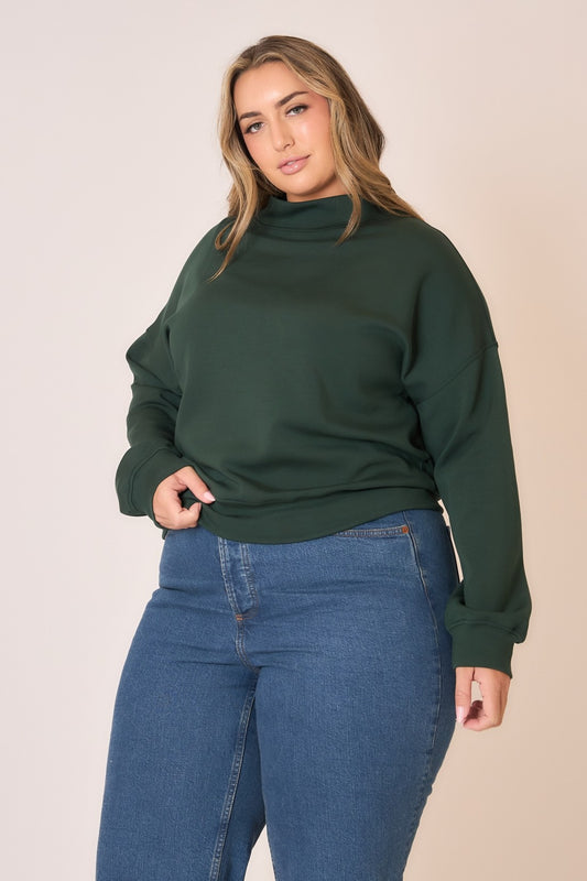 Chic Notch Mock Neck Pullover