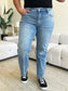 Mid Rise Distressed Straight Jeans