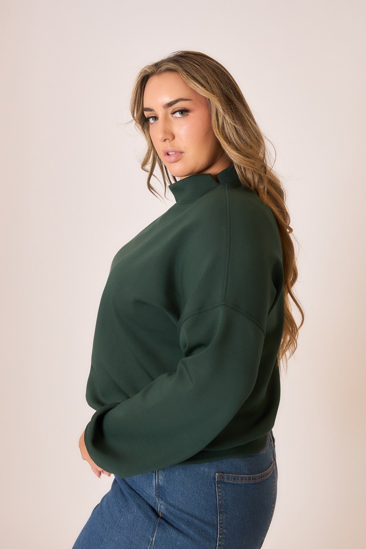 Chic Notch Mock Neck Pullover