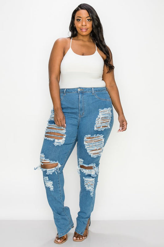 Curvy Chaos Distressed Jeans