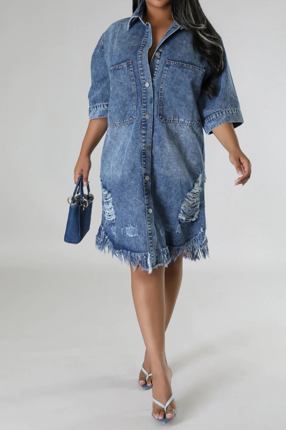 City Chic Denim Shirt Dress