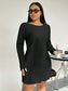 Honey Plus Size Lettuce Hem Long Sleeve Dress