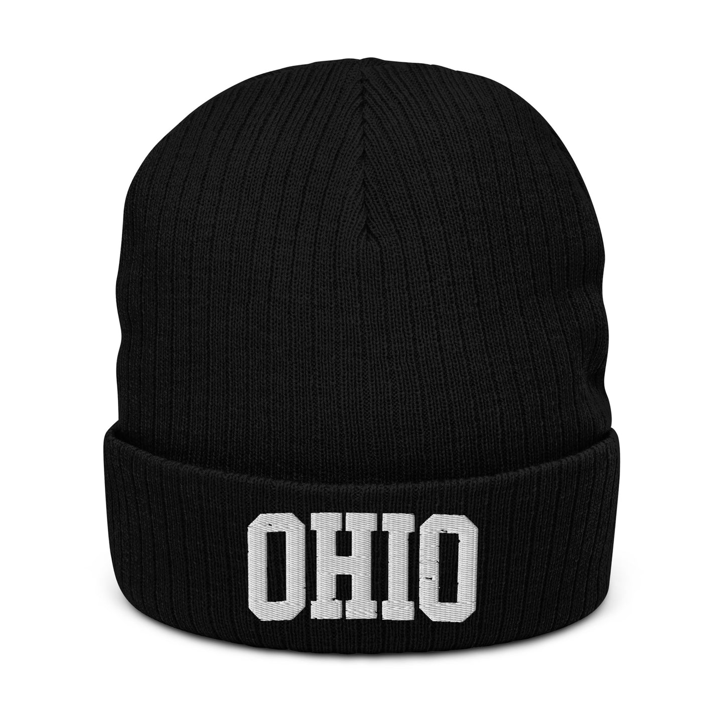 Distressed OH Ribbed knit beanie