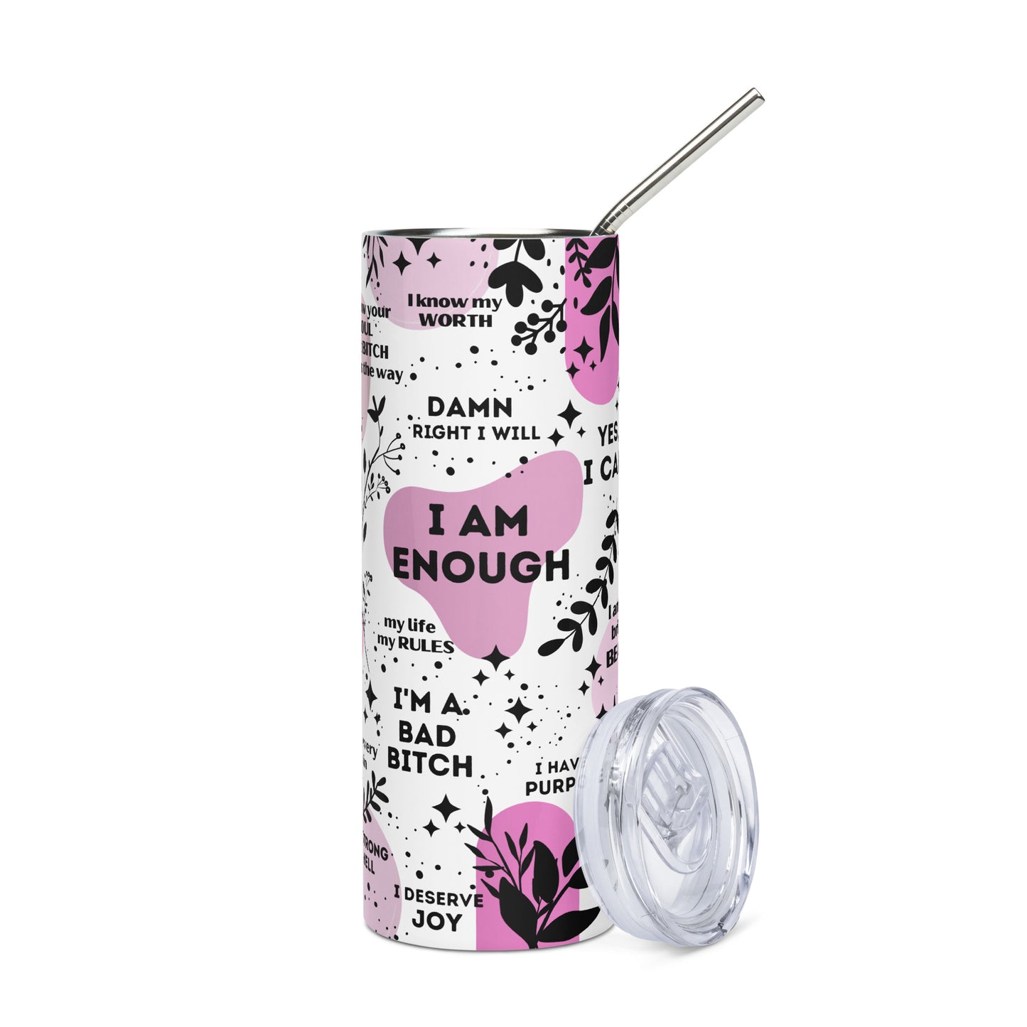 I AM ENOUGH Stainless Steel Tumbler - Pink