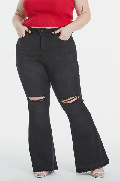 Raw Edge Flare Jeans