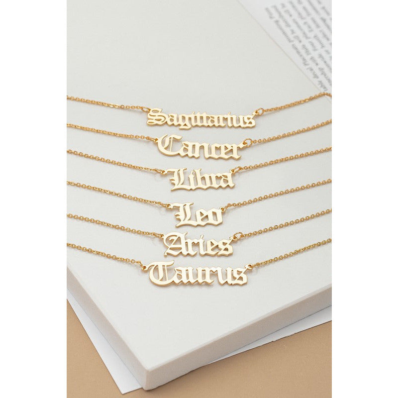 Laser cut zodiac necklace