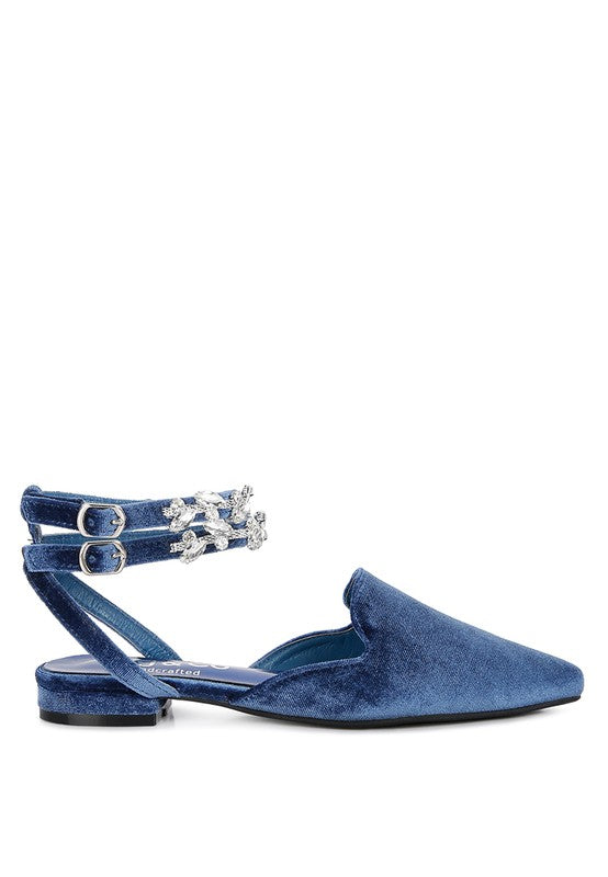 SALOME Velvet Luxe Jewelled Flat Mules