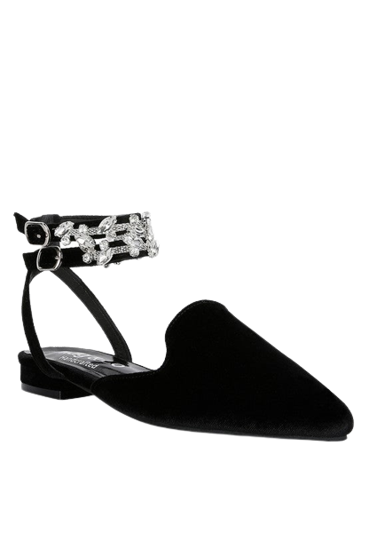 SALOME Velvet Luxe Jewelled Flat Mules