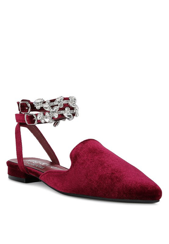 SALOME Velvet Luxe Jewelled Flat Mules