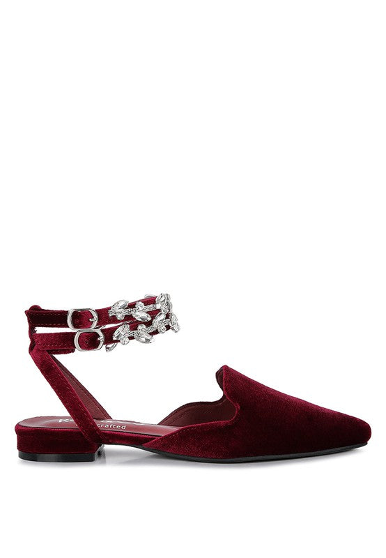 SALOME Velvet Luxe Jewelled Flat Mules