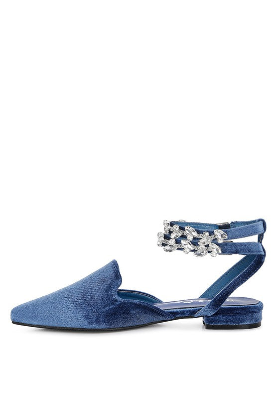 SALOME Velvet Luxe Jewelled Flat Mules