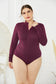 Plus Size Zip Up Long Sleeve Bodysuit