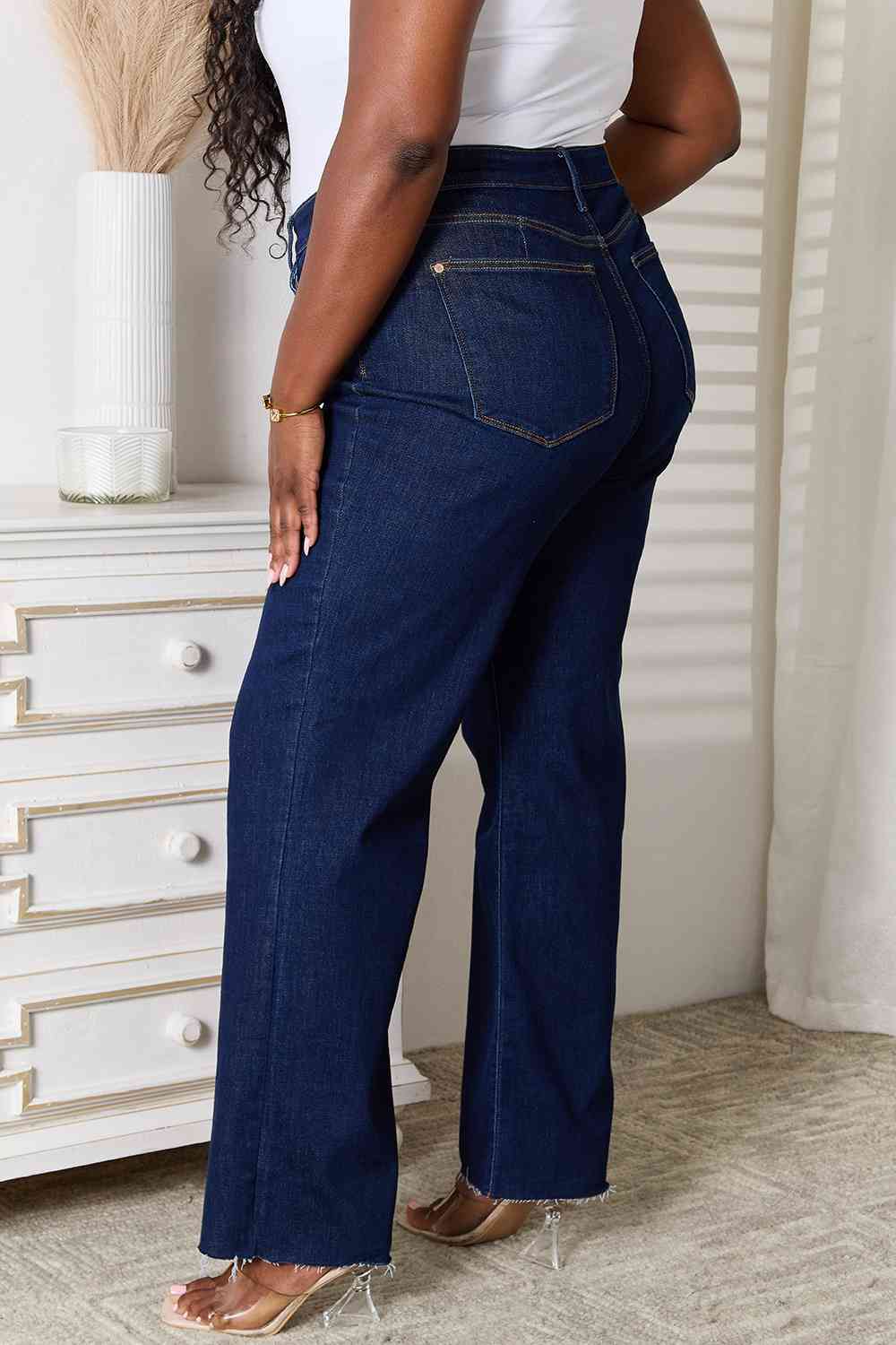 Judy Blue Raw Hem Straight Leg Jeans