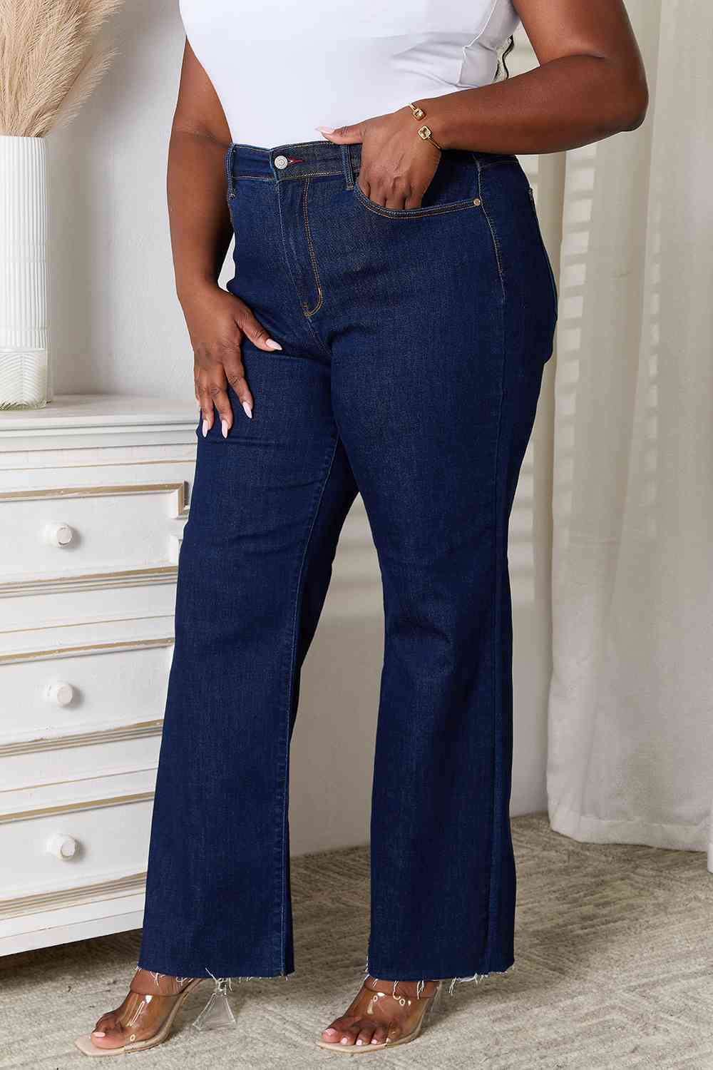 Judy Blue Raw Hem Straight Leg Jeans