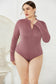 Plus Size Zip Up Long Sleeve Bodysuit