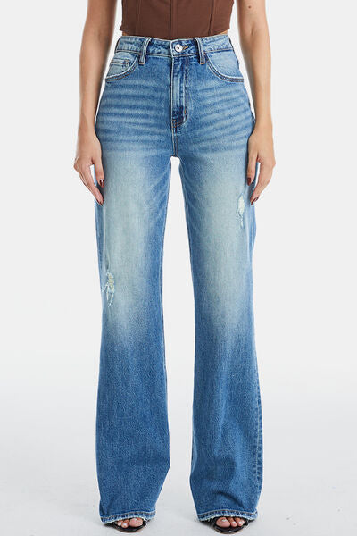 Ultra High-Waist Gradient Bootcut Jeans