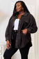 Kozy Girl Button Down Shacket in Charcoal