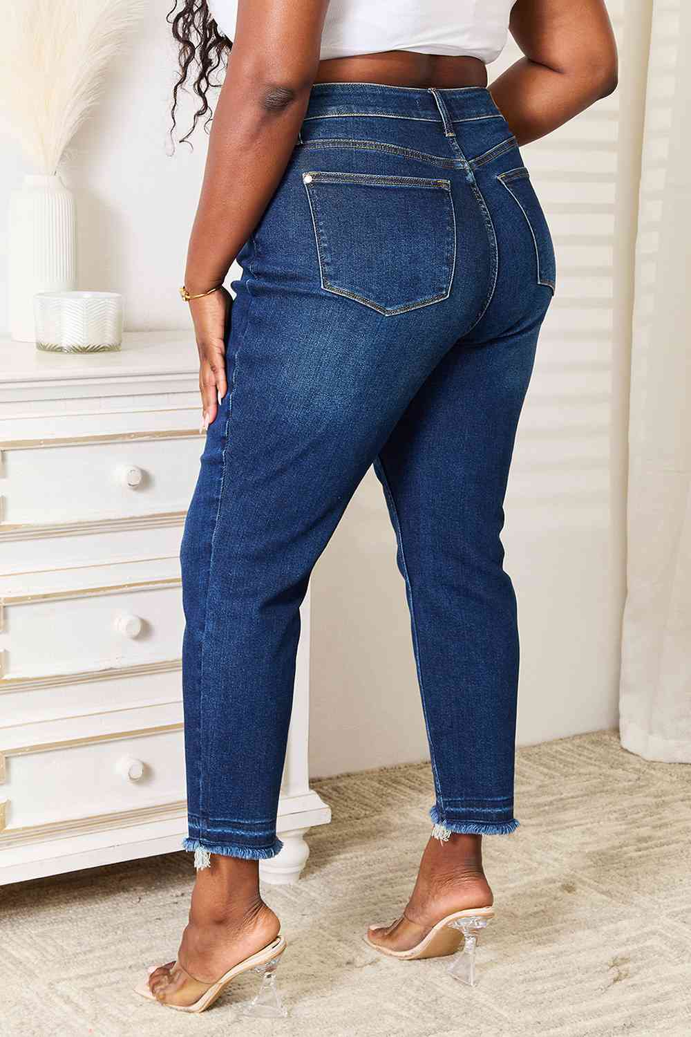 High Waist Released Hem Jeans