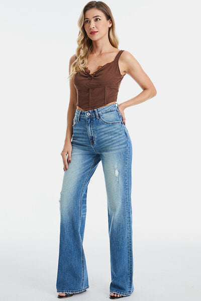 Ultra High-Waist Gradient Bootcut Jeans