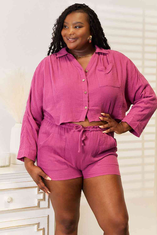 Bae Long Sleeve Top and Shorts Set